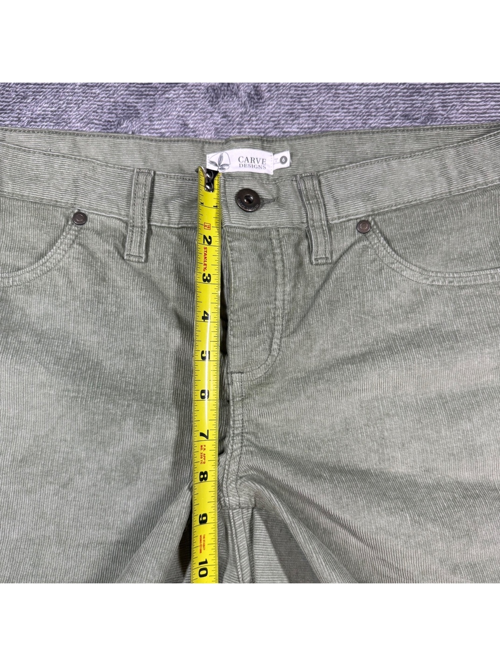 Carve Designs Oahu Corduroy Shorts 4" Size 6 Frayed Cut Off Sage Olive Green - Picture 6 of 7